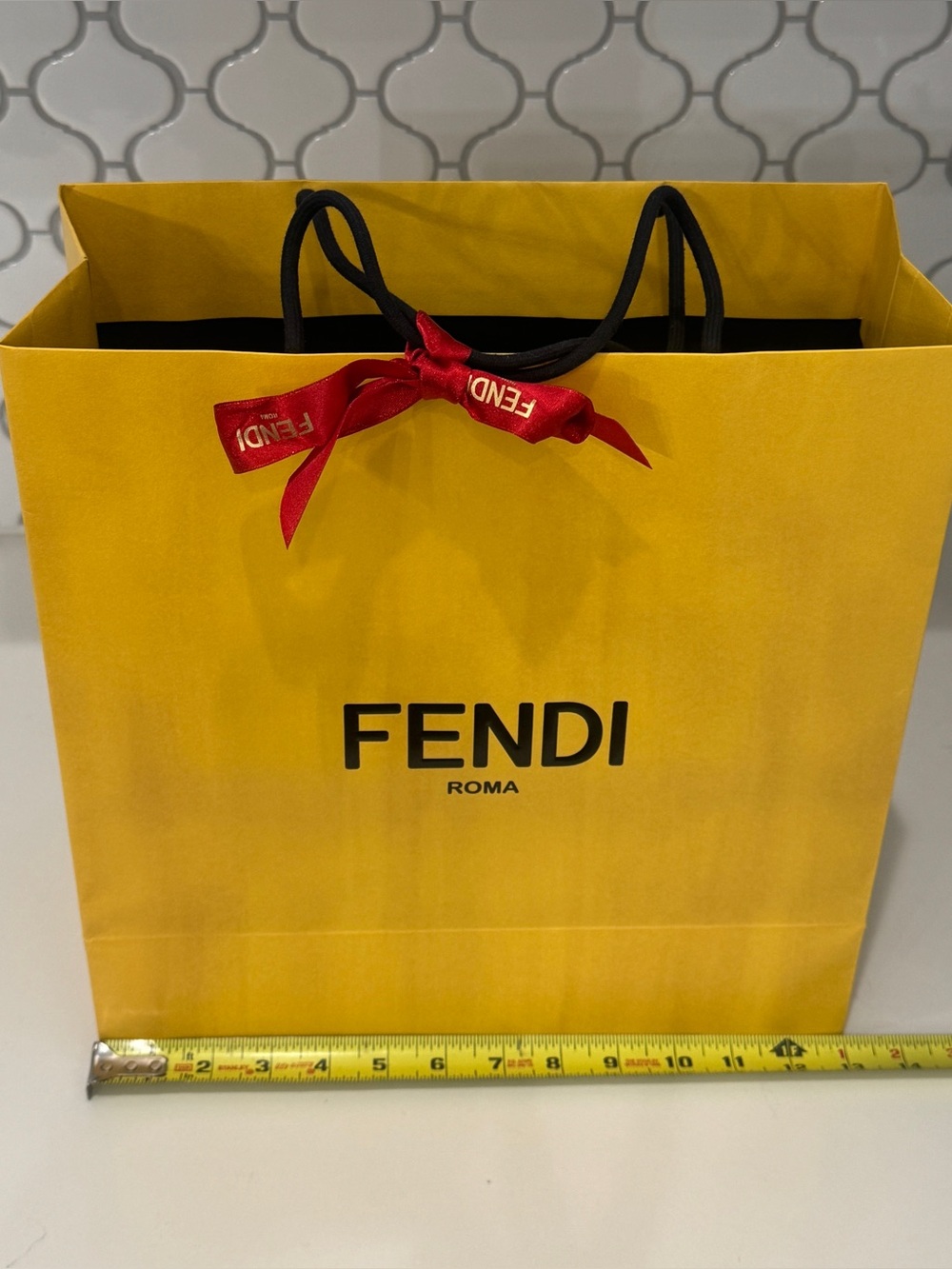Authentic Fendi Roma Large Hard-Sided Boutique Gift Bag + Satin Ribbon - Picture 8 of 10
